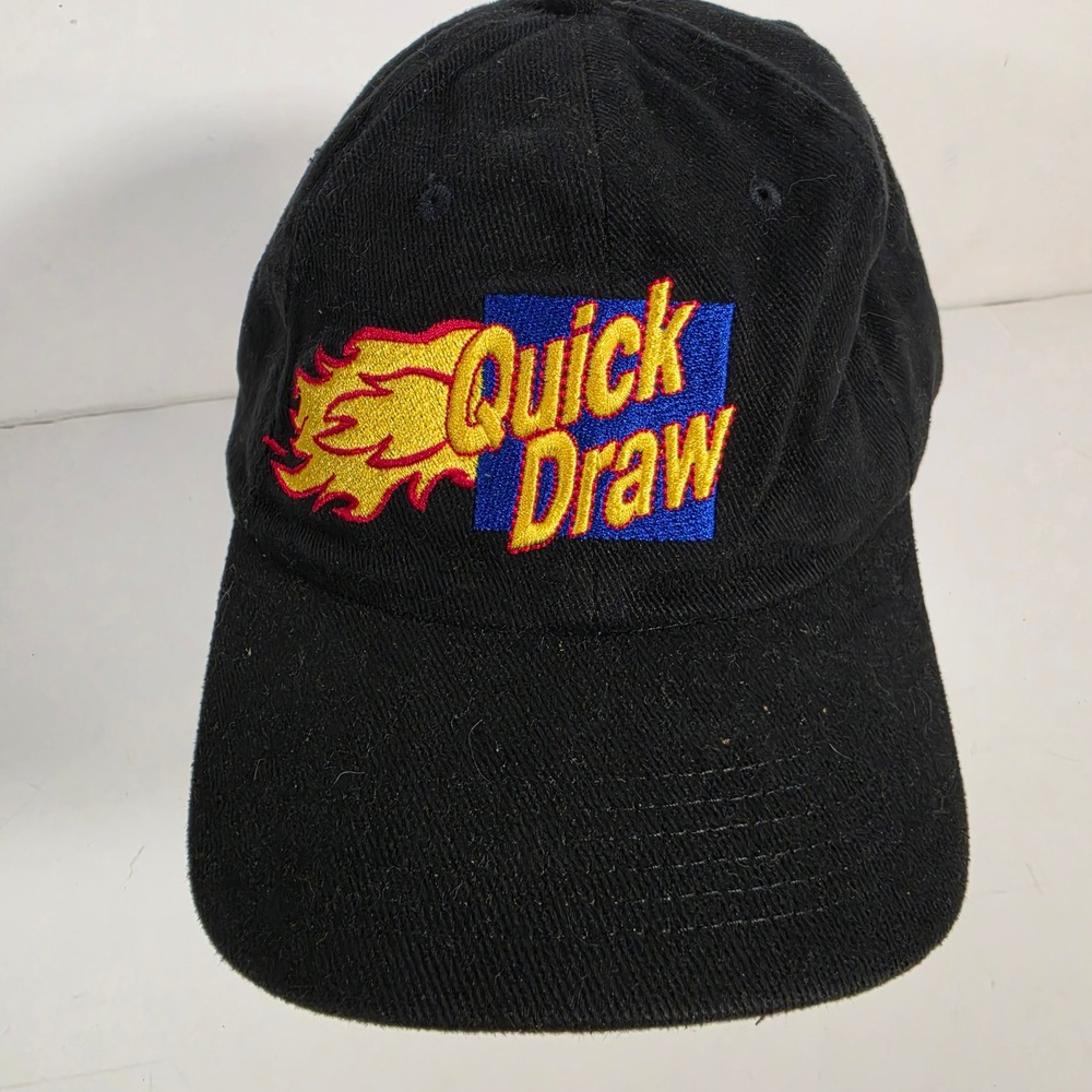 Quick Draw Flame Embroidered Black Corduroy Baseball Cap Dad Hat Adjustable